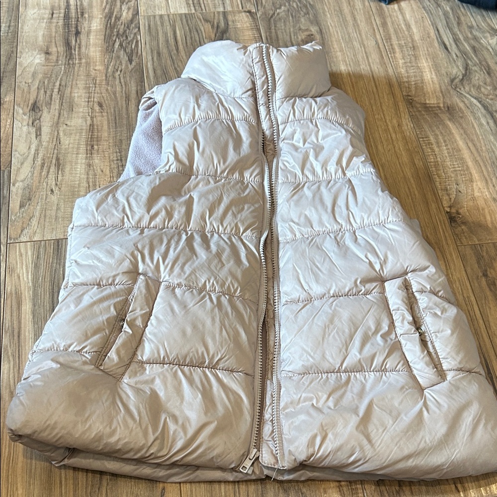 Light pink Quilted Puffer Vest with Soft Fleece Lining